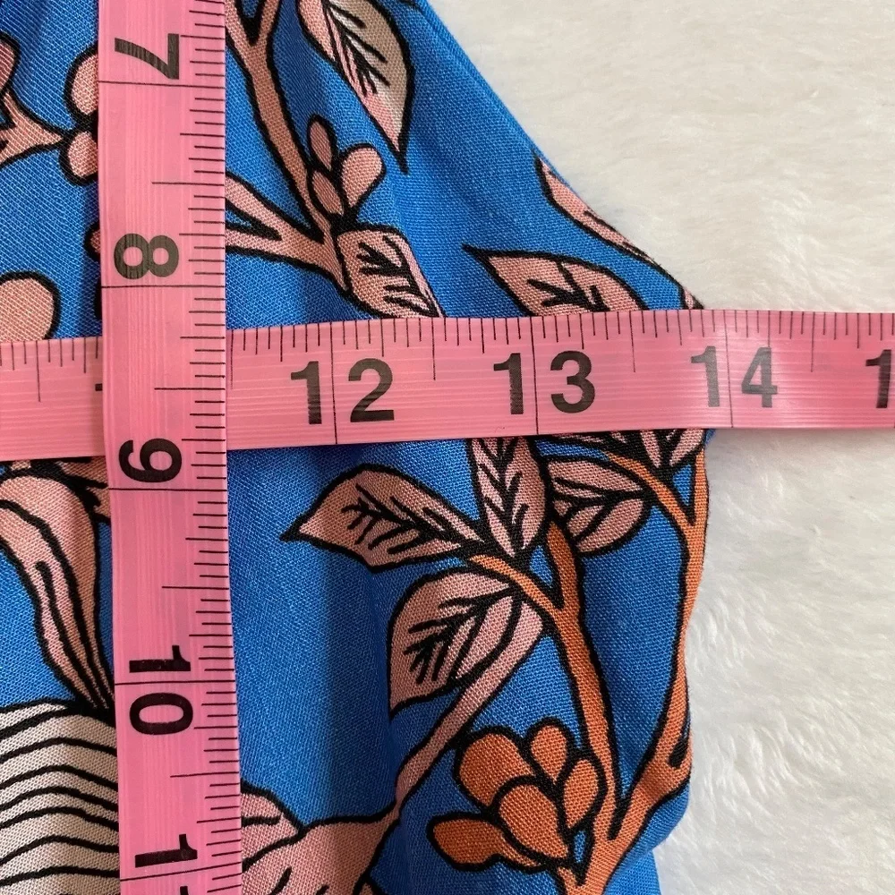 Maaji Floret Kelsey Cover-Up Top, Blue/Orange/Pink Floral, Medium, NWT - Picture 13 of 16